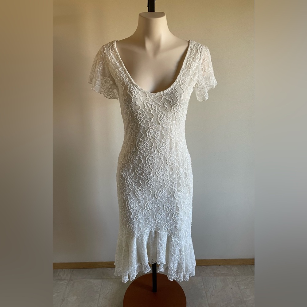 Vintage White Lace Midi Dress
